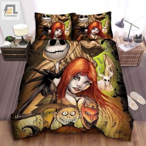 The Nightmare Before Christmas Jack Sally In Comic Art Style Bed Sheets Duvet Cover Bedding Sets elitetrendwear 1 1