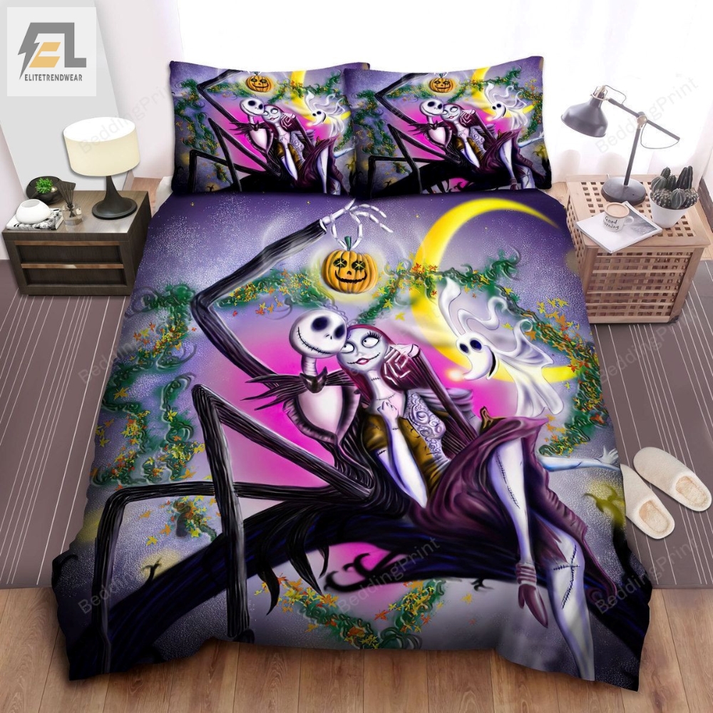 The Nightmare Before Christmas Jack  Sally Halloween Vibe Bed Sheets Duvet Cover Bedding Sets 