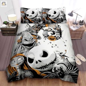 The Nightmare Before Christmas Characters In Halloween Theme Bed Sheets Duvet Cover Bedding Sets elitetrendwear 1 1