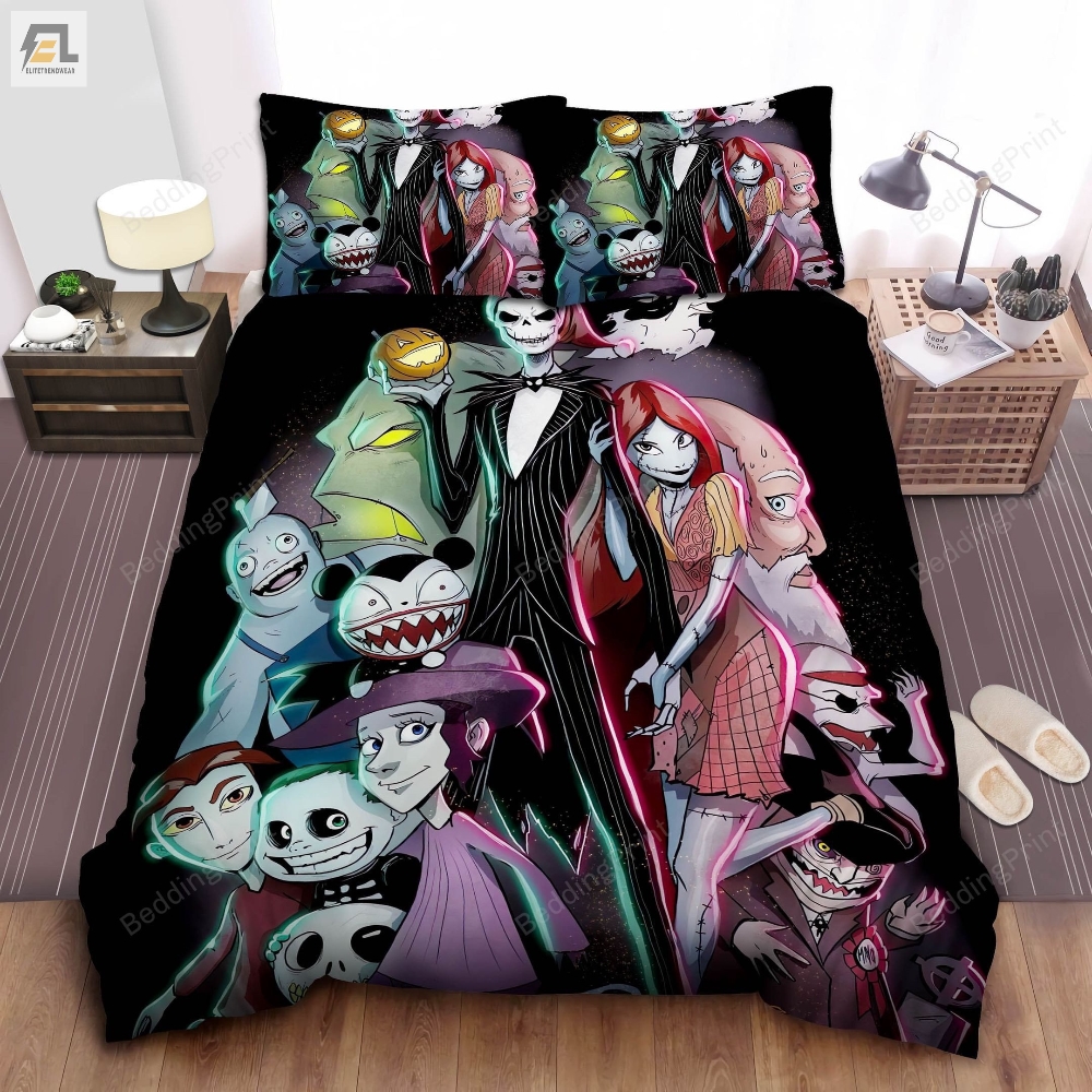 The Nightmare Before Christmas Characters In Anime Style Bed Sheets Duvet Cover Bedding Sets 