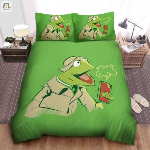 The Muppets Kermit The Frog As A Reporter Illustration Bed Sheets Duvet Cover Bedding Sets elitetrendwear 1 1