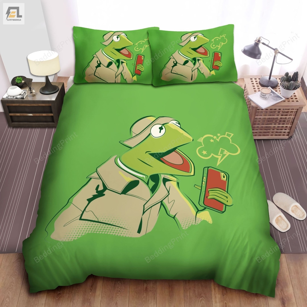 The Muppets Kermit The Frog As A Reporter Illustration Bed Sheets Duvet Cover Bedding Sets 