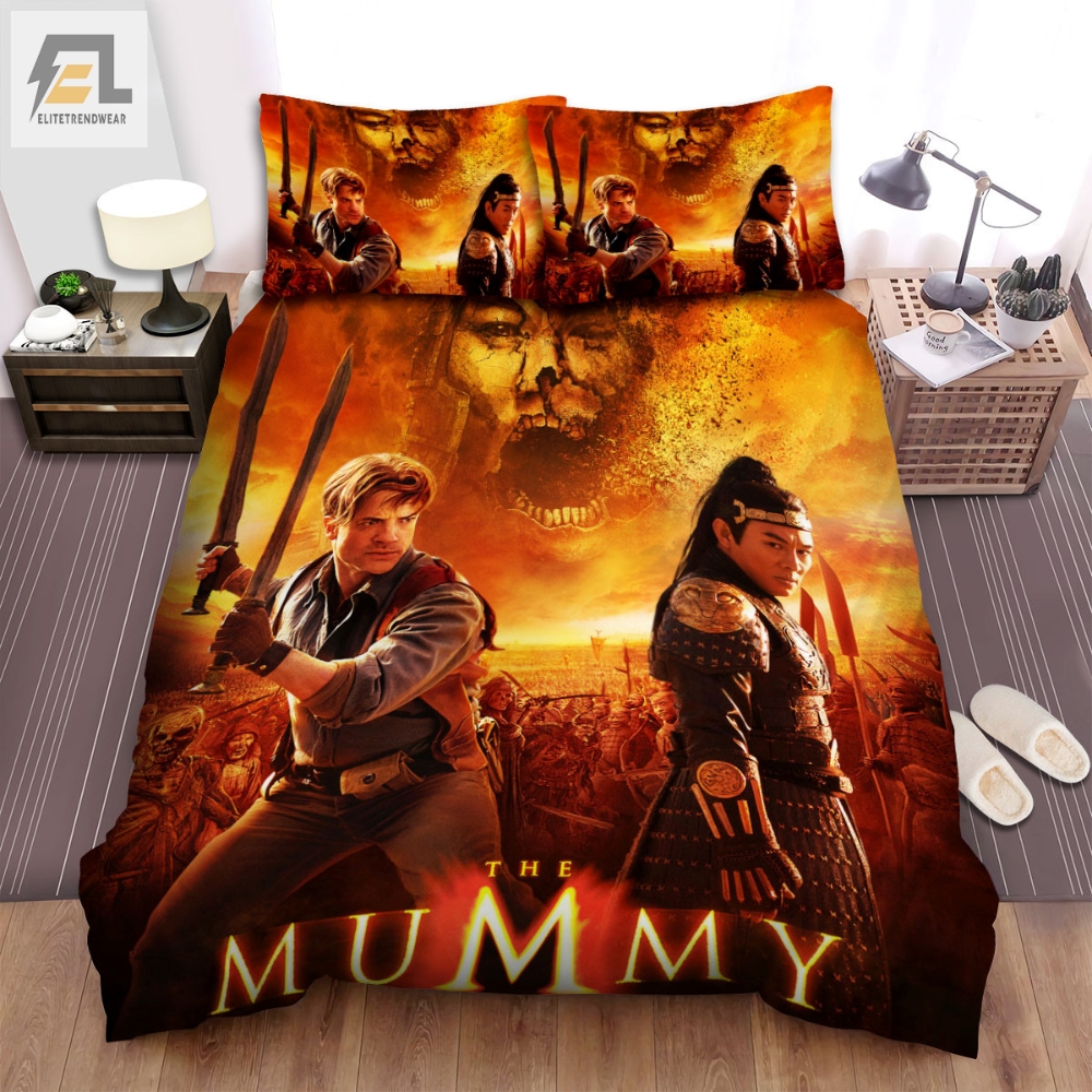 The Mummy Tomb Of The Dragon Emperor 2008 Broken Statues Movie Poster Bed Sheets Spread Comforter Duvet Cover Bedding Sets 