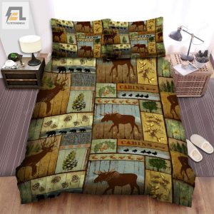 The Moose Wooden Pattern Bed Sheets Spread Duvet Cover Bedding Sets elitetrendwear 1 1