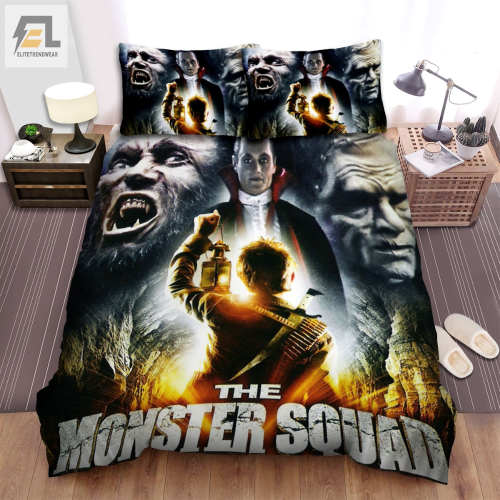 The Monster Squad The Boy With Light Â Monster And Many Skullcaps Movie Poster Bed Sheets Spread Comforter Duvet Cover Bedding Sets 