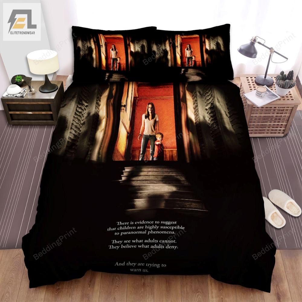 The Messengers The Main Girl With A Little Boy At Stairs Movie Poster Bed Sheets Duvet Cover Bedding Sets 