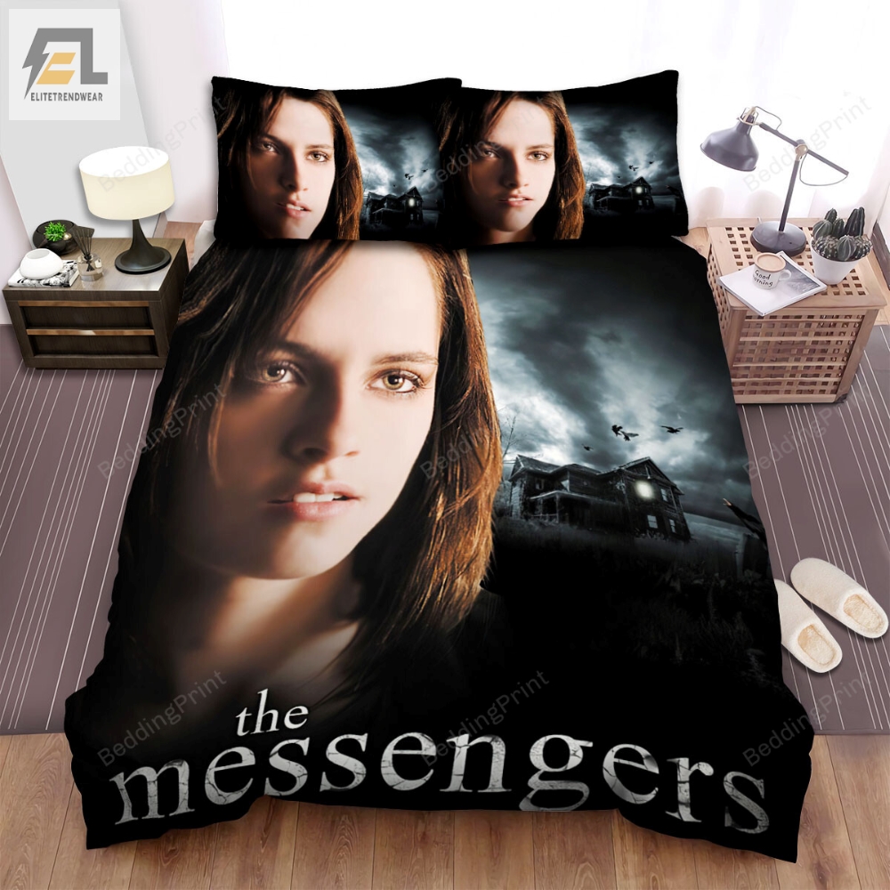 The Messengers Portrait Of The Main Girl Actor With Black House Background Movie Poster Bed Sheets Duvet Cover Bedding Sets 