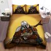 The Mandalorian Holding Grogu While Sleeping Illustration Bed Sheets Duvet Cover Bedding Sets elitetrendwear 1