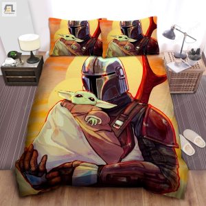 The Mandalorian And Baby Grogu Painting Bed Sheets Duvet Cover Bedding Sets elitetrendwear 1 1