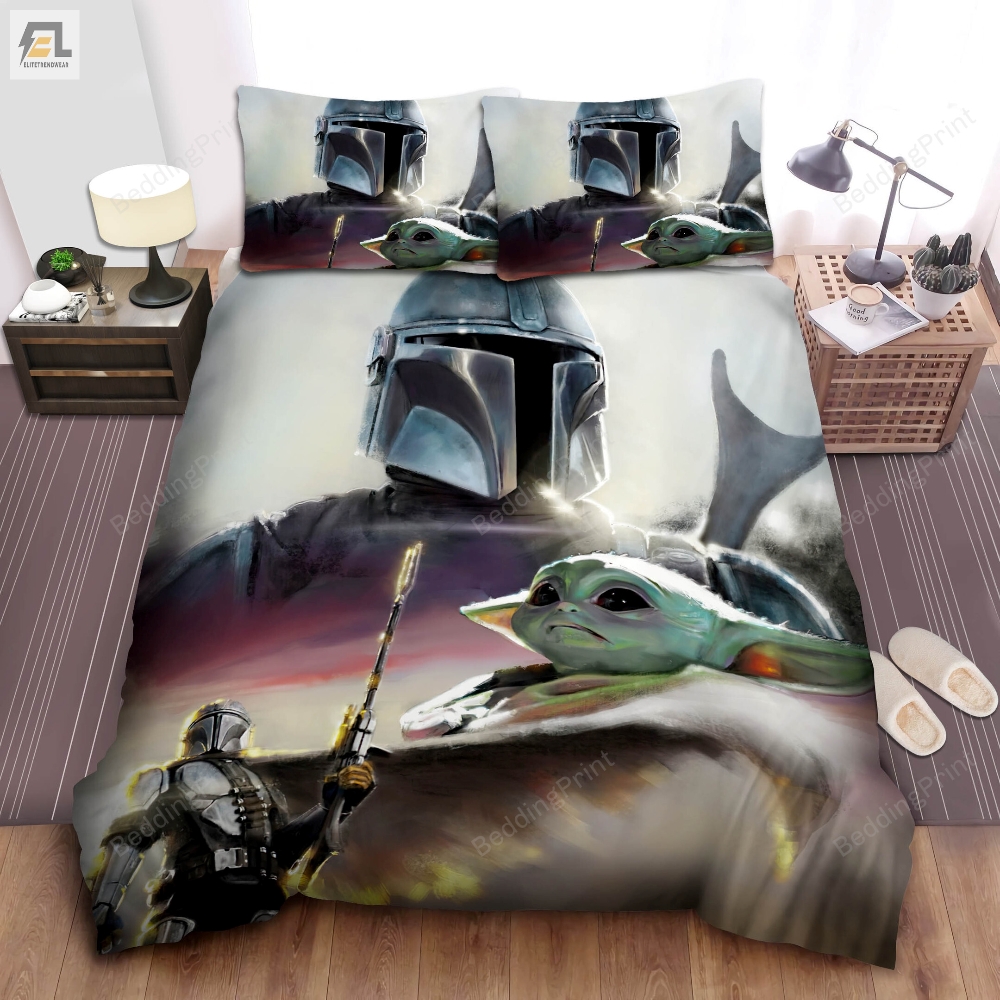 The Mandalorian  Grogu In Acrylic Painting Bed Sheets Spread Duvet Cover Bedding Sets 
