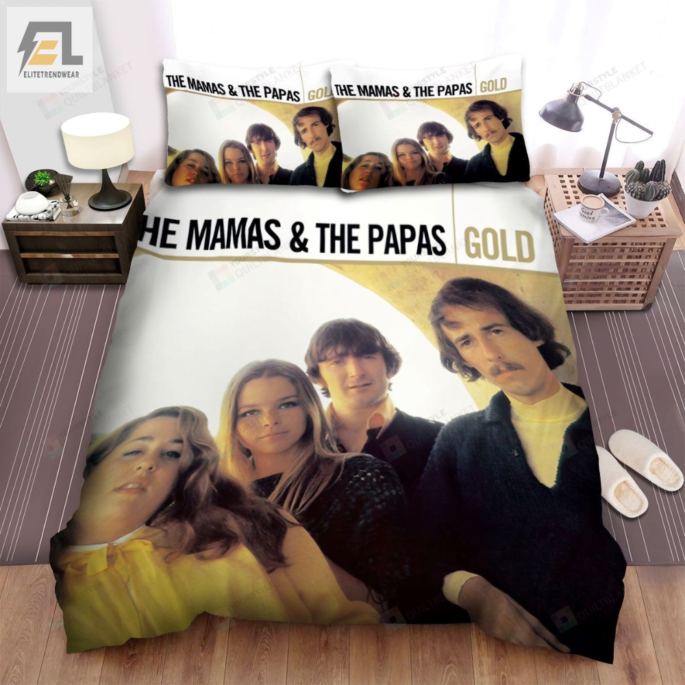 The Mamas  The Papas Band Gold Bed Sheets Spread Comforter Duvet Cover Bedding Sets 