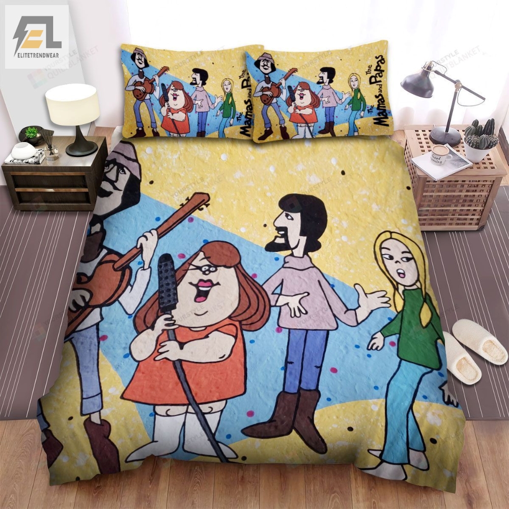The Mamas  The Papas Band Cartoon Bed Sheets Spread Comforter Duvet Cover Bedding Sets 