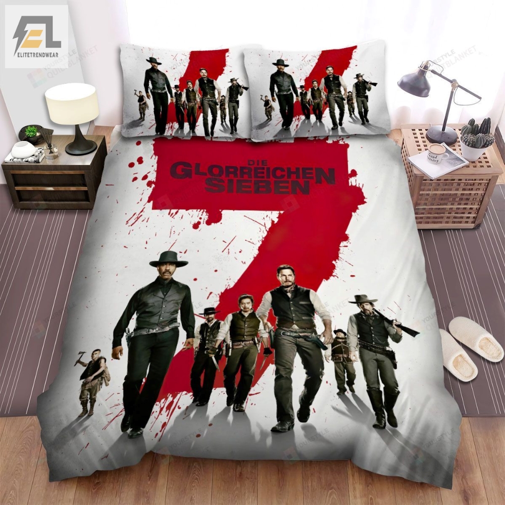 The Magnificent Seven 1960 Seven Red Blood Movie Poster Bed Sheets Spread Comforter Duvet Cover Bedding Sets 