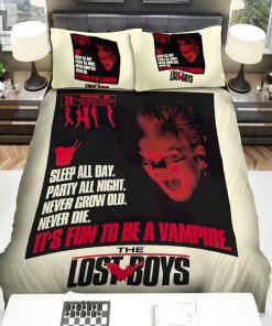 The Lost Boys Sleep All Day Party All Night Never Grow Old Never Die Itas Fun To Be A Vampire Movie Poster Ver 3 Bed Sheets Spread Comforter Duvet Cover Bedding Sets elitetrendwear 1 1