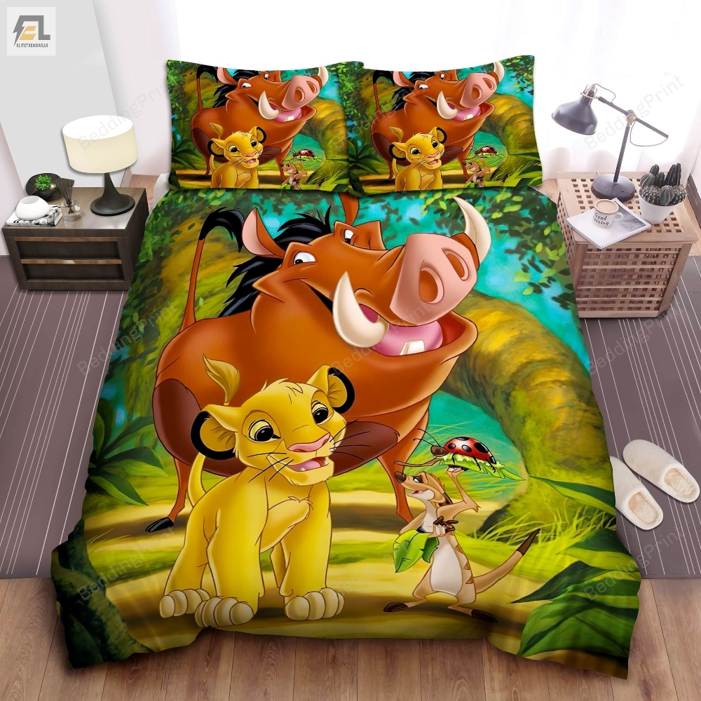 The Lion King Young Simba Timon  Pumbaa In The Jungle Bed Sheets Duvet Cover Bedding Sets 