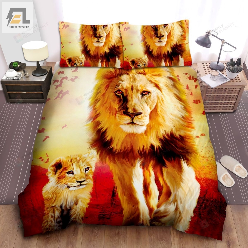The Lion King Young Simba  Mufasa In Live Action Movie Illustration Bed Sheets Spread Comforter Duvet Cover Bedding Sets 
