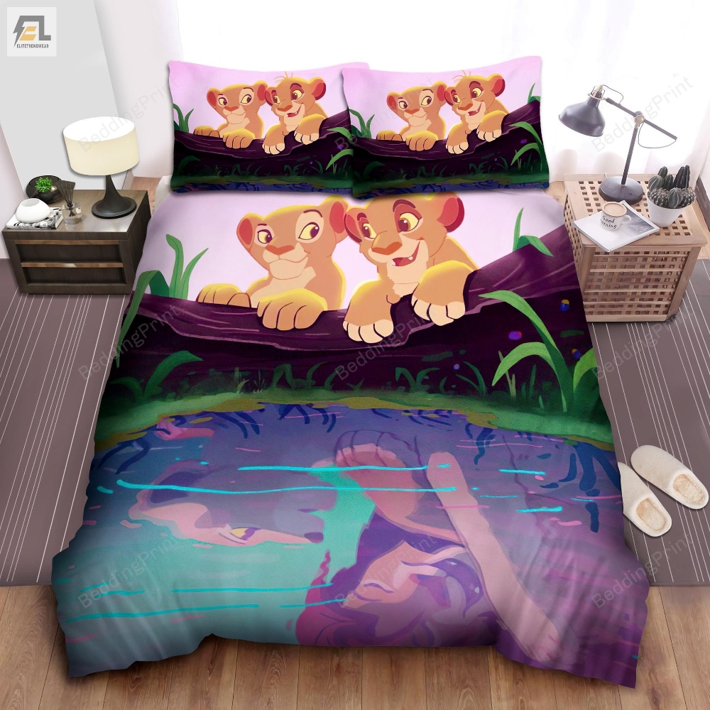 The Lion King Simba  Nala Reflections In Water Bed Sheets Duvet Cover Bedding Sets 
