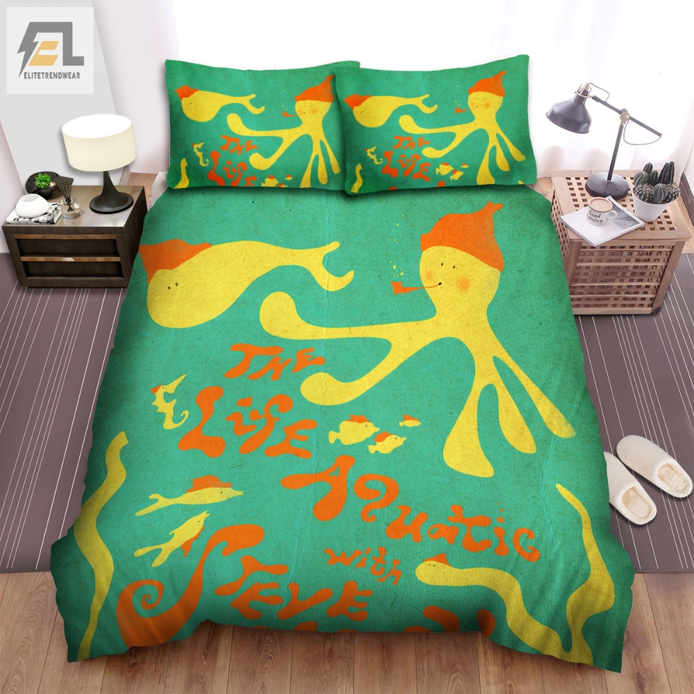 The Life Aquatic With Steve Zissou 2004 Movie Yellow Octopuses Bed Sheets Spread Comforter Duvet Cover Bedding Sets 