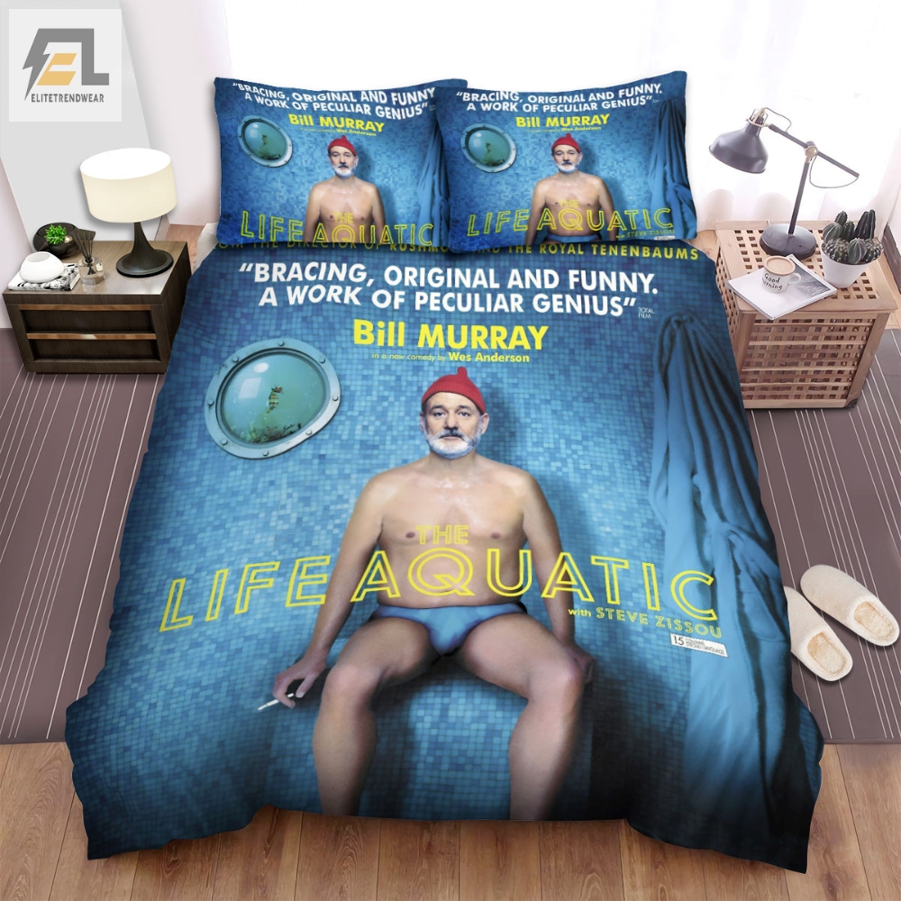 The Life Aquatic With Steve Zissou 2004 Movie Man In Bathroom Bed Sheets Spread Comforter Duvet Cover Bedding Sets 
