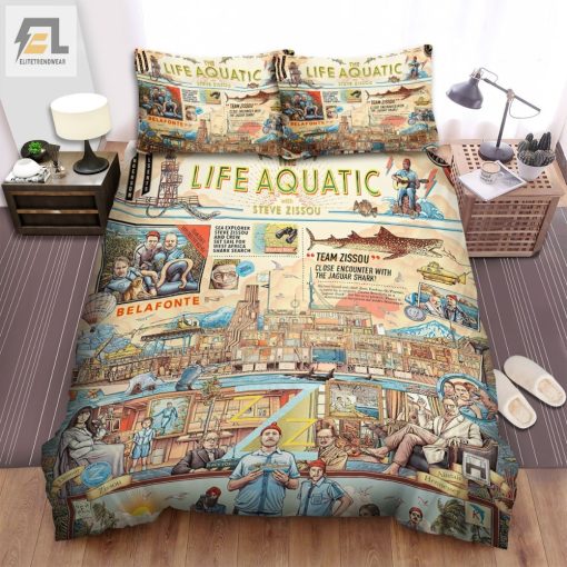 The Life Aquatic With Steve Zissou 2004 Movie Comic Art Bed Sheets Spread Comforter Duvet Cover Bedding Sets elitetrendwear 1