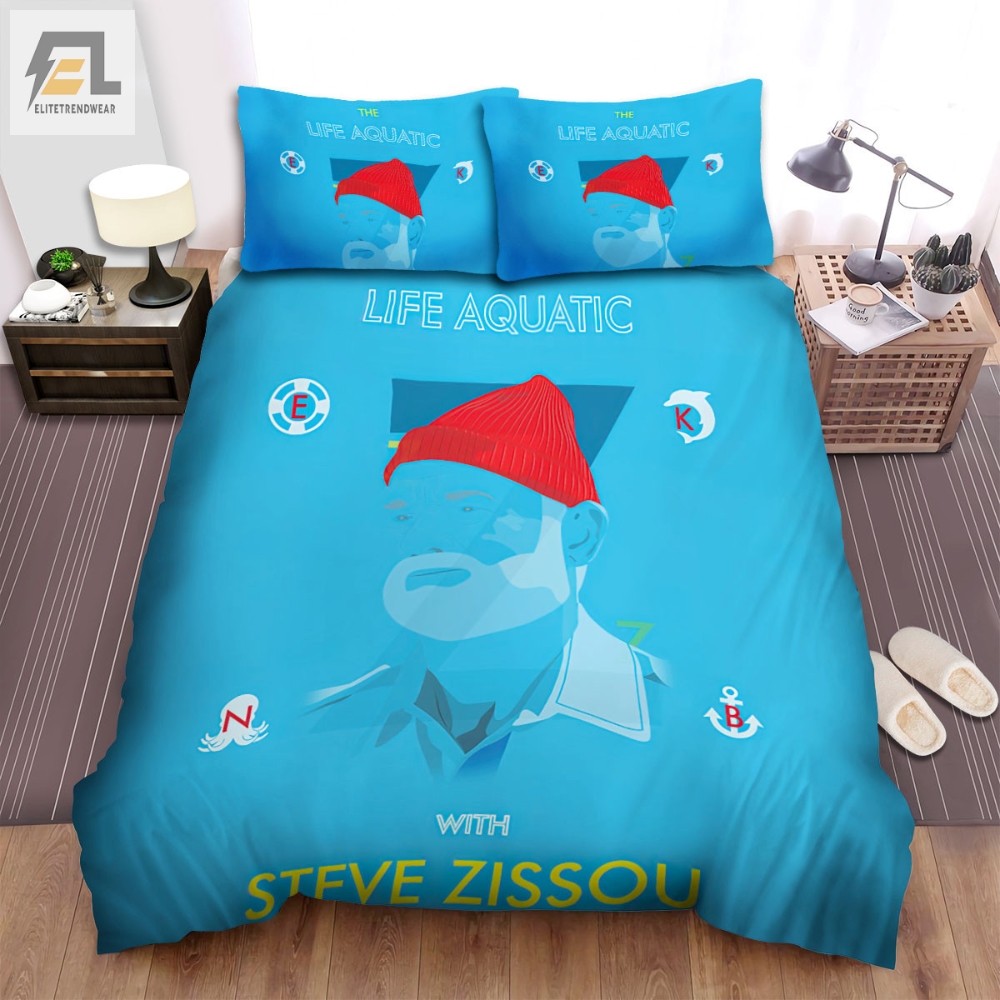 The Life Aquatic With Steve Zissou 2004 Movie Blue Art Poster Bed Sheets Spread Comforter Duvet Cover Bedding Sets 