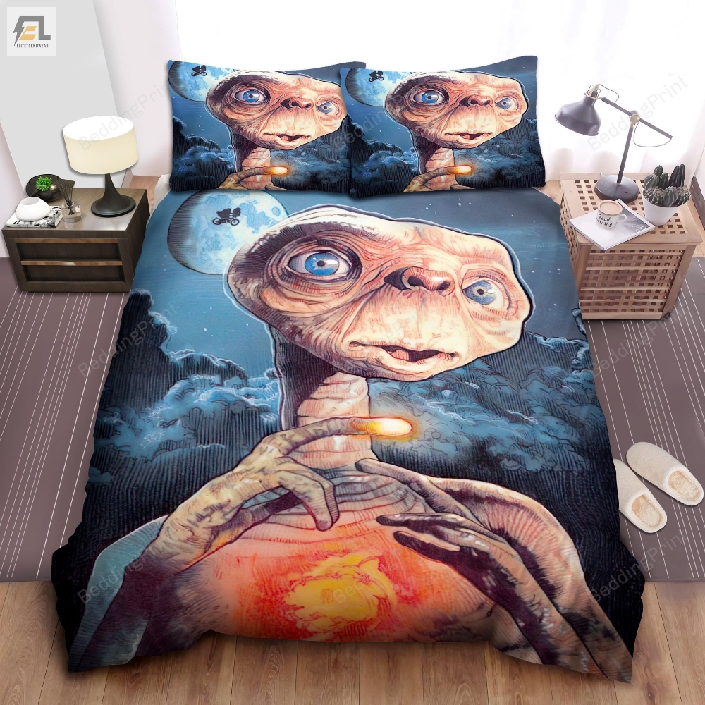 E.T. The Extraterrestrial Portrait Painting Bed Sheets Duvet Cover Bedding Sets elitetrendwear 1