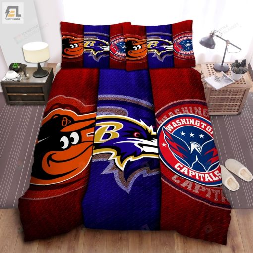 Baltimore Orioles Baltimore Ravens And Washington Capitals Custom Bed Sheet Duvet Cover Bedding Sets elitetrendwear 1