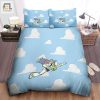 Toy Story Buzz Lightyear Flying On Cloudy Background Bed Sheets Duvet Cover Bedding Sets elitetrendwear 1