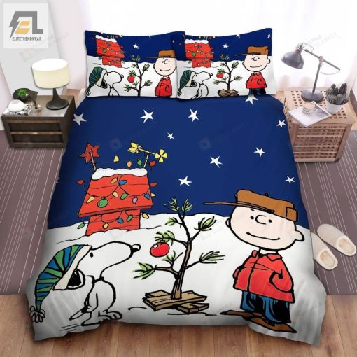 Peanuts Charlie Brown Snoopy Decorating For Christmas Bed Sheets Duvet Cover Bedding Sets elitetrendwear 1