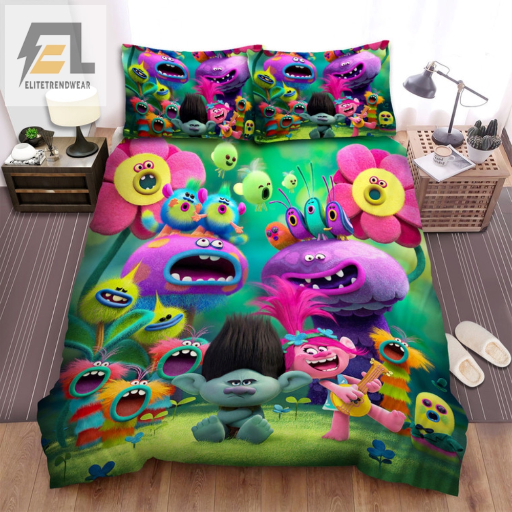 Get Trolled In Style Poppy Sings With Bugs  Flowers Bedding Sets