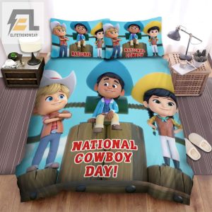 Dino Ranch Happy National Cowboy Day Bedding Set Wrangle Up Some Fun elitetrendwear 1 1