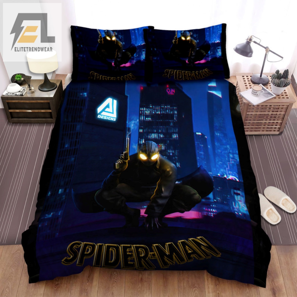 Arachnid Dreams Spiderman Noir Bedding Set  Webtastic Comfort For Marvel Fans