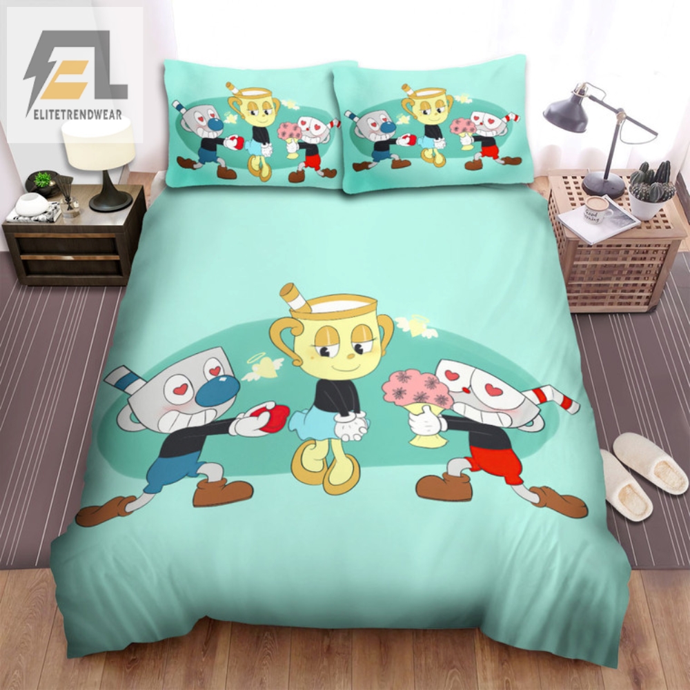 Snuggle Up With Cuphead Chalice Love Bedding Set