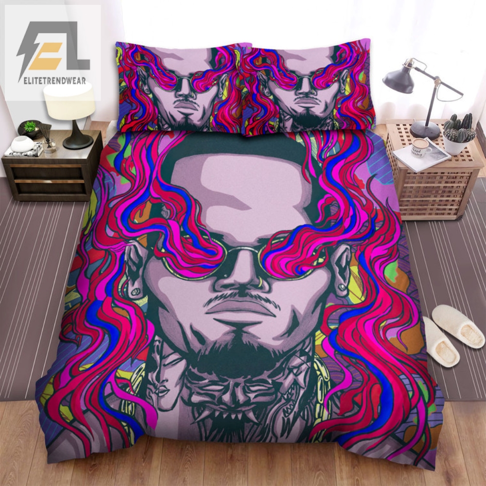 Sleep Like A Rock Star With Chris Browns Demon Tattoo Bedding Set