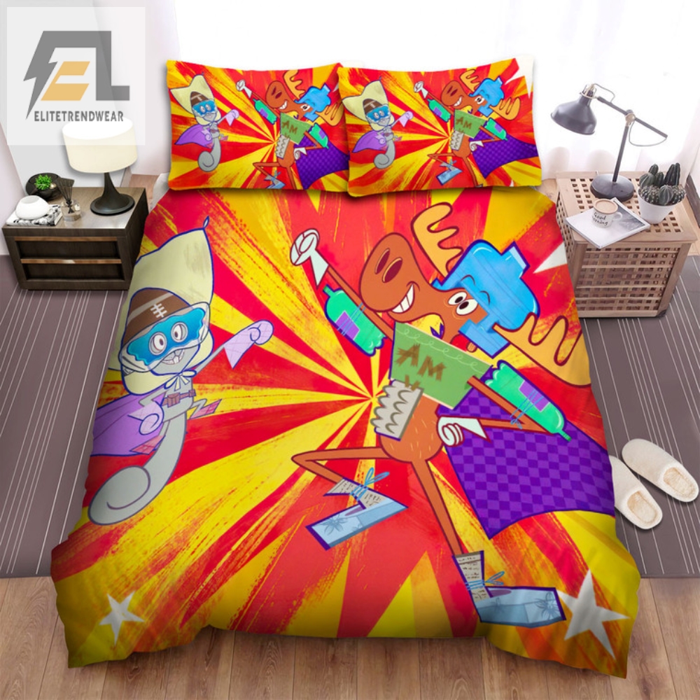 Level Up Your Bedtime Game With Rocky  Bullwinkle Superheroes Bedding