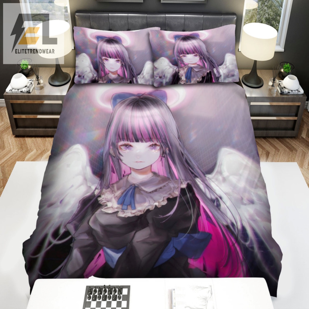 Get In Bed With Panty  Stocking Angel Stocking Watercolor Duvet Set