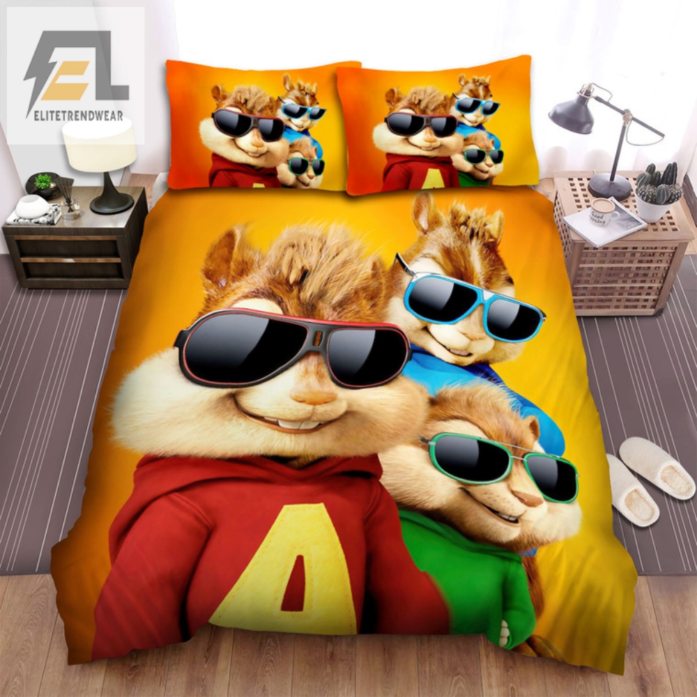 Cheeky Chipmunks In Shades Bedding Set  Hilarious Home Decor