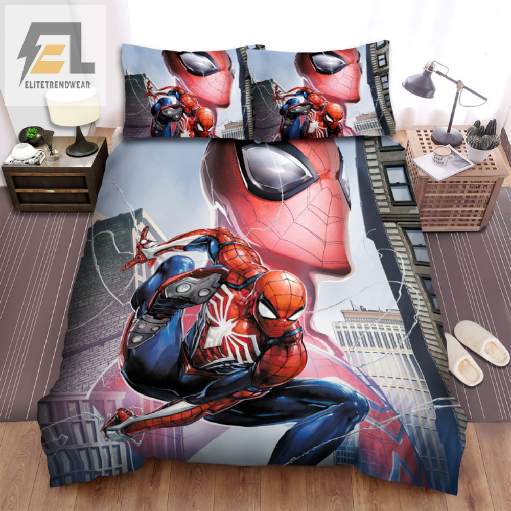Webslinging Zzzs Funny Spiderman City Bedding Set elitetrendwear 1