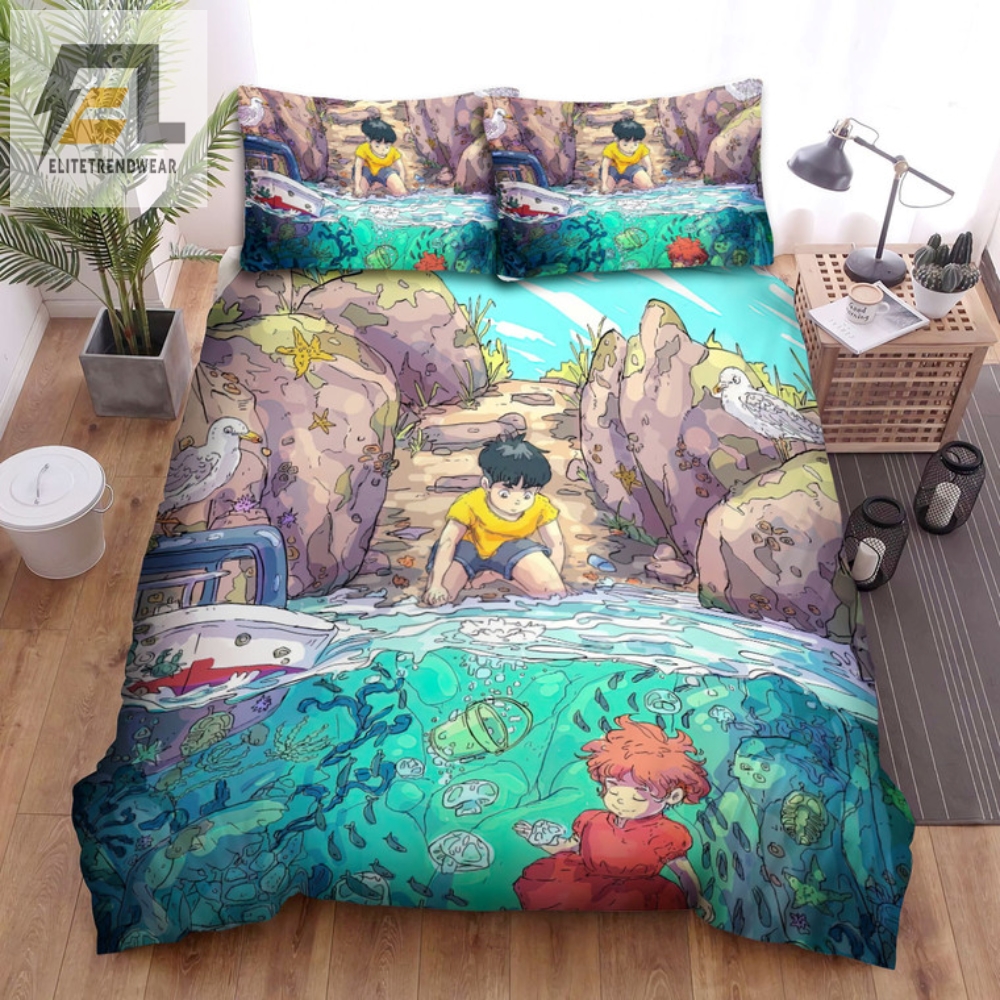 Snuggle With Ponyo Whimsical Bed Sheets  Duvet Set