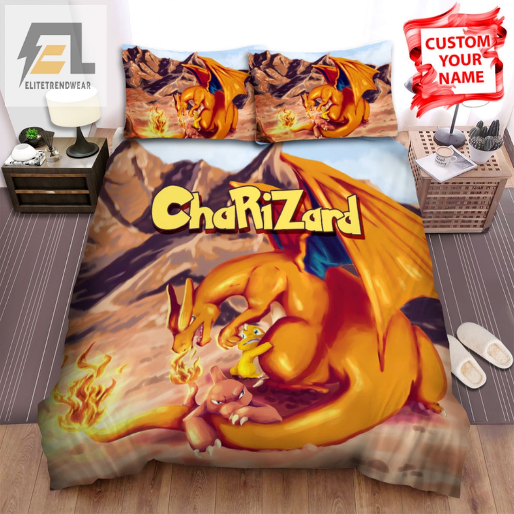 Sleep Tight Charizard  Charmander Custom Name Bed Set