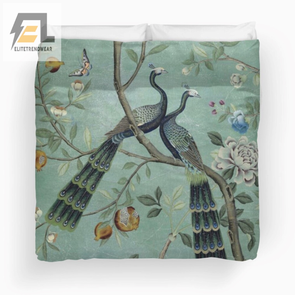 Snuggle With Peacock Love Unique Chinoiserie Duvet Set