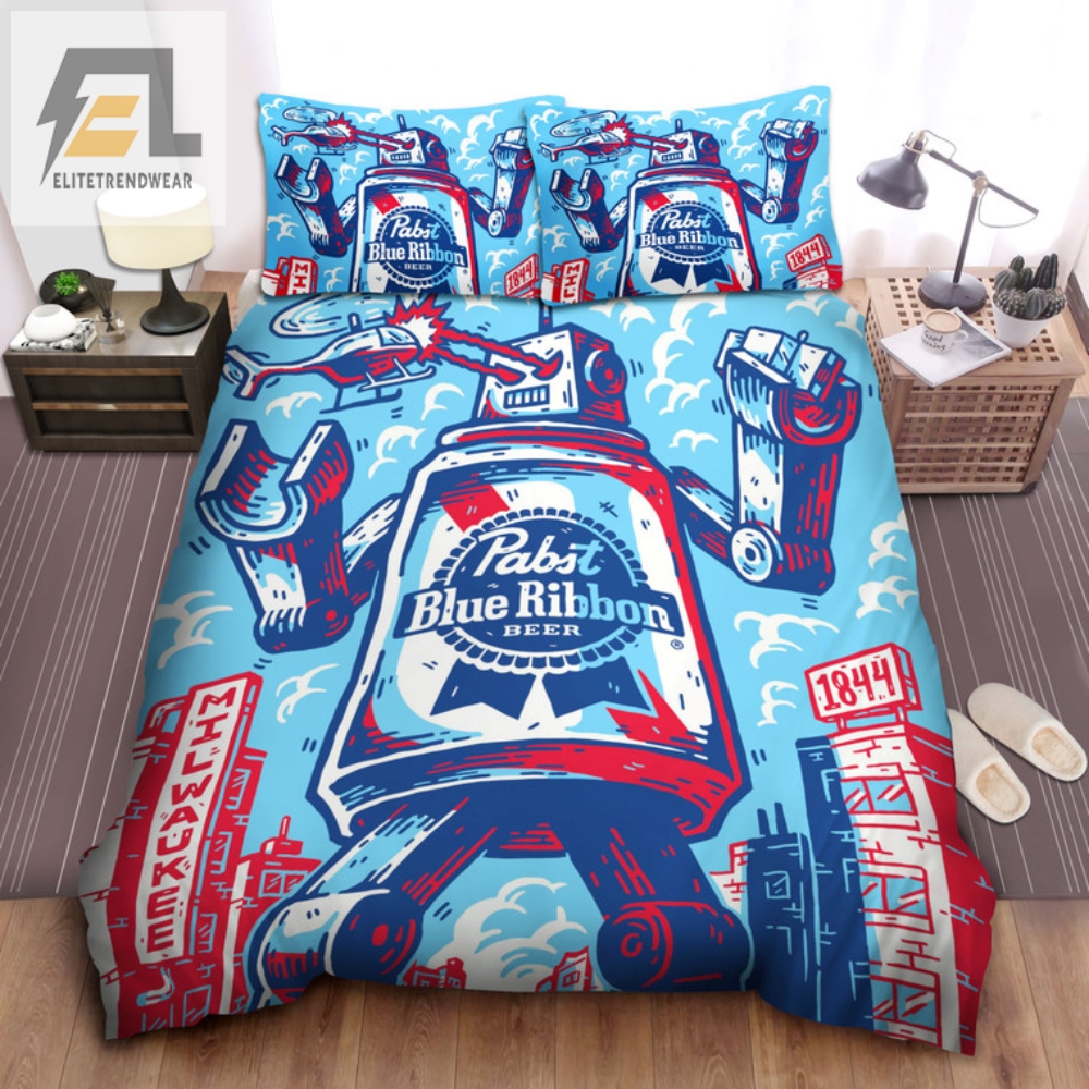 Quirky Beer Can Robot Bedding  Fun Unique Comforter Set