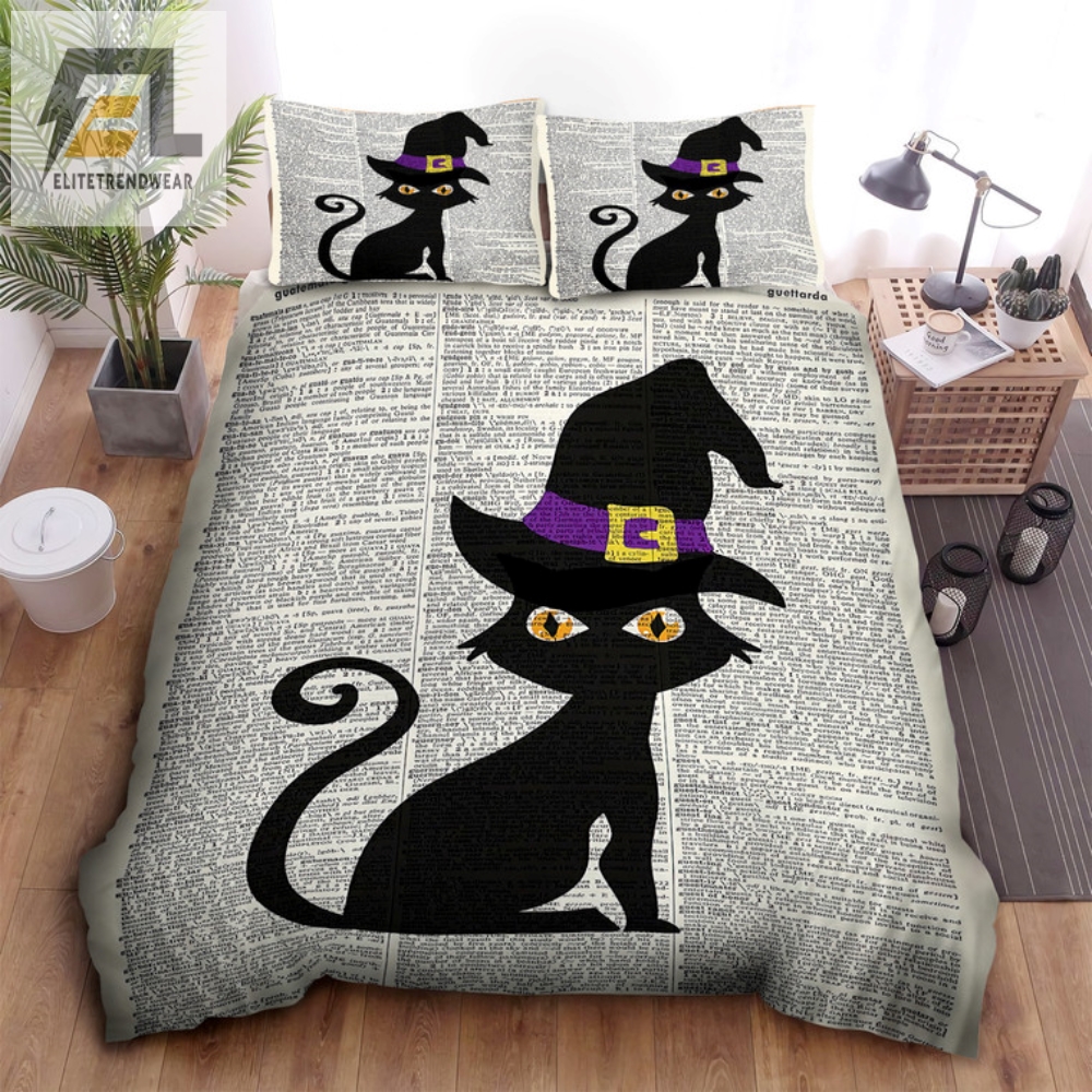 Spooky Chic Witch Cat Duvet Set For Magical Dreams