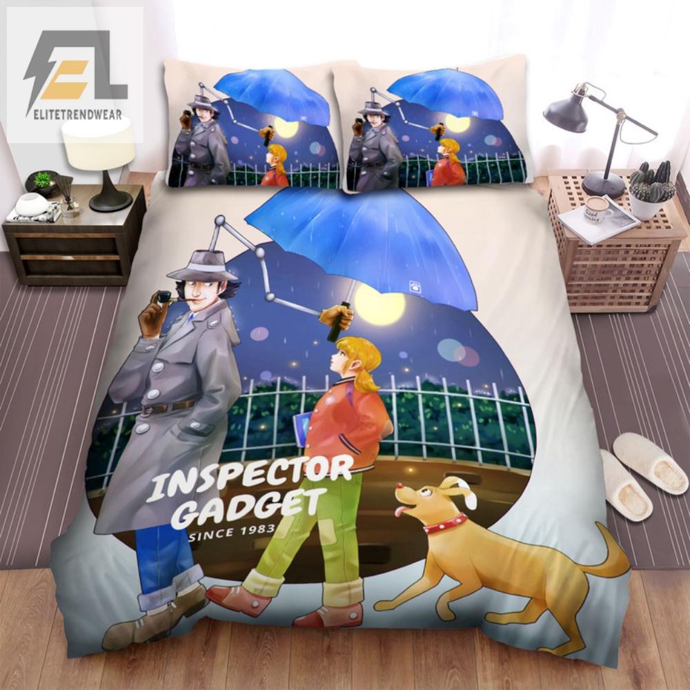 Quirky Inspector Gadget Rainy Day Duvet Cover Bedding Set