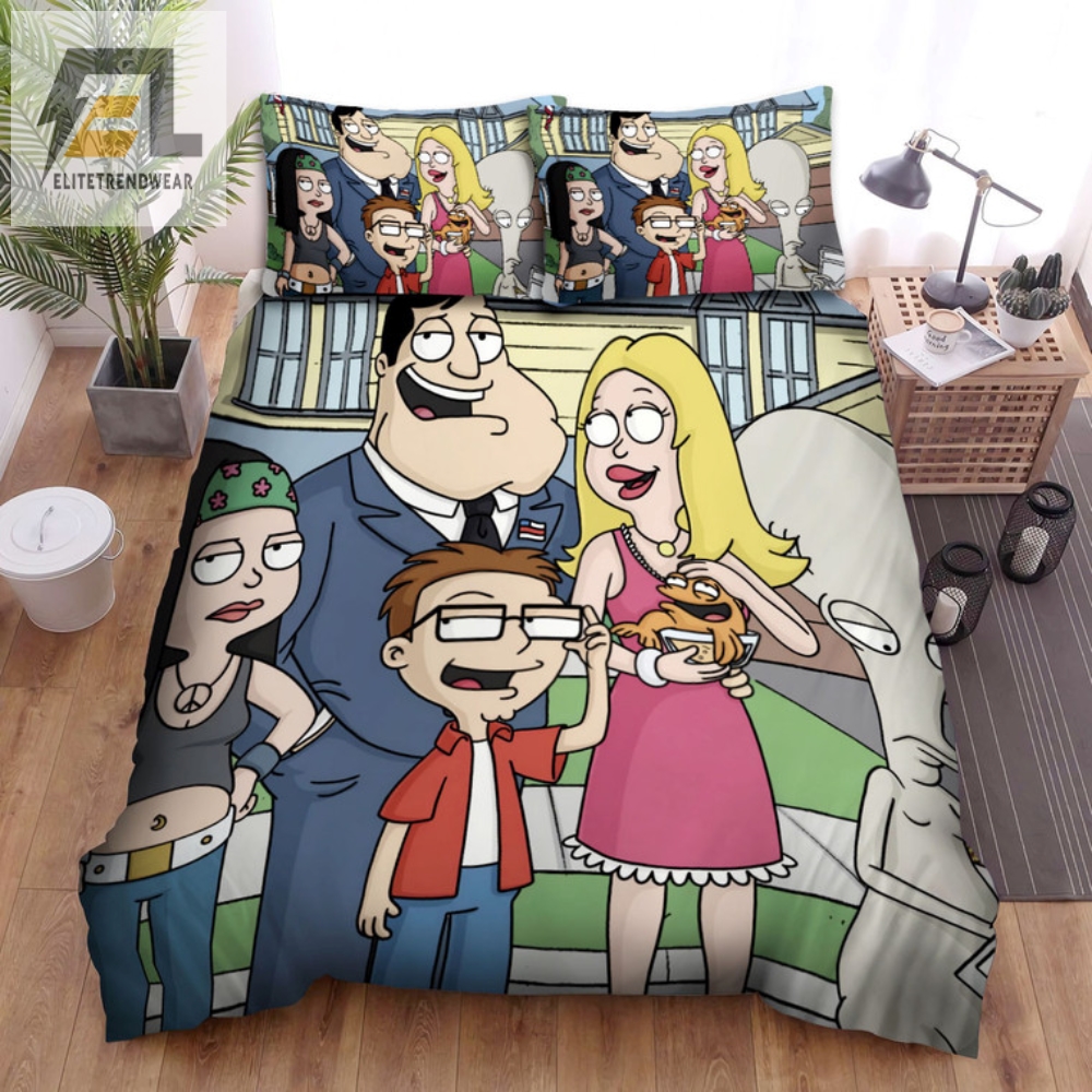 Quirky American Dad Family Duvet Set  Hilariously Cozy