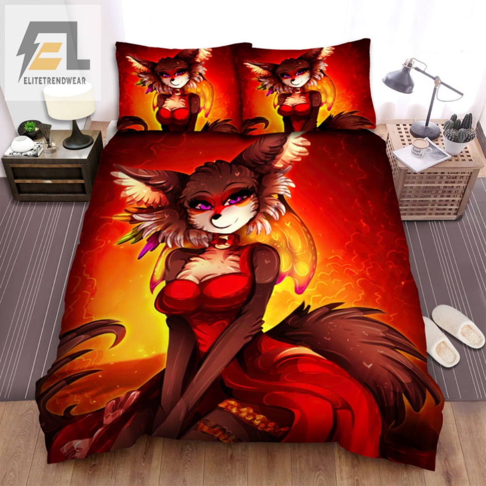 Snooze With Juno Quirky Beastars Red Dress Bedding Set