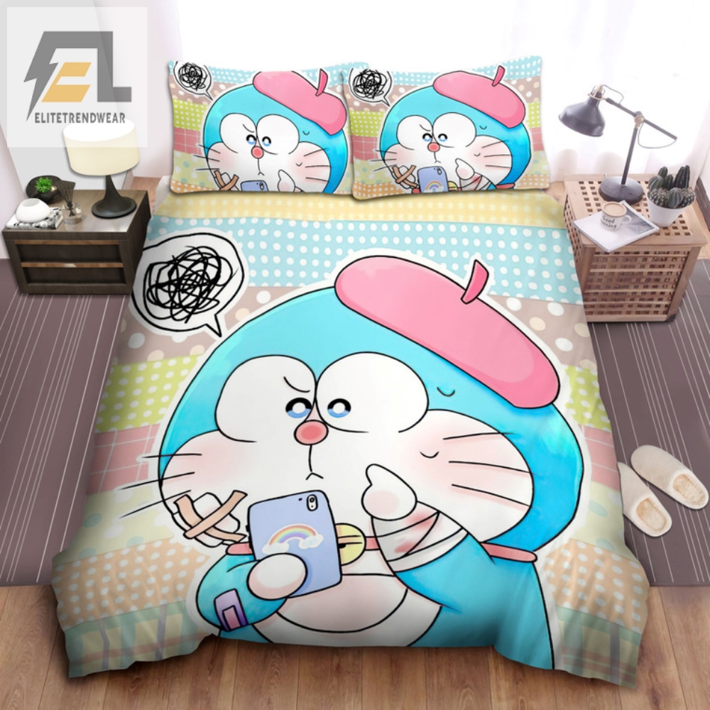 Doraemon Bedding Call Dreams With Mobile Bed Sheet Set