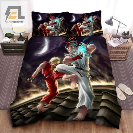 Epic Ryu Vs Ken Bed Battle Ultimate Gamer Bedding Set elitetrendwear 1