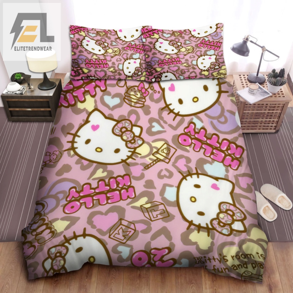 Sleep Like Kitty Cute  Funny Hello Kitty Bedding Set