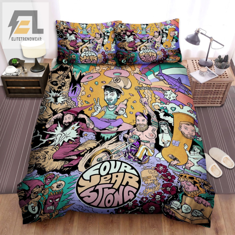 Rock  Snooze Four Year Strong Band Album Bedding Set
